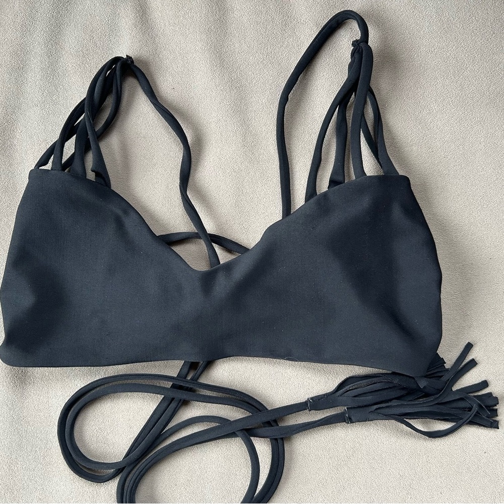 ACACIA Haena Triangle Black Strappy Bikini Top